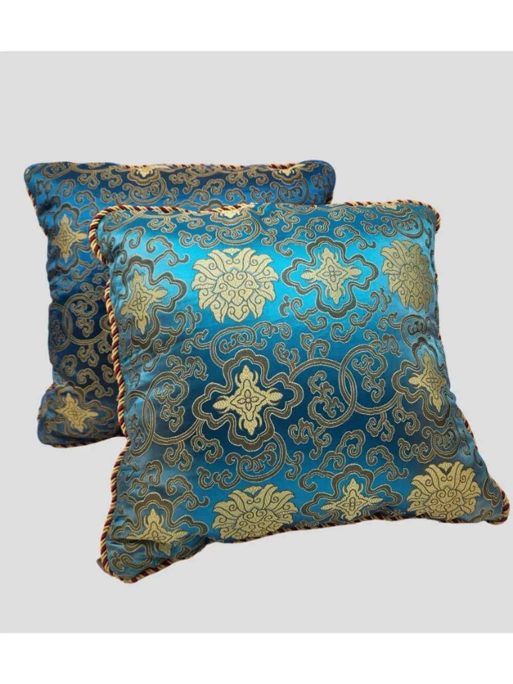 Pair of Asian Silk Brocade Pillows